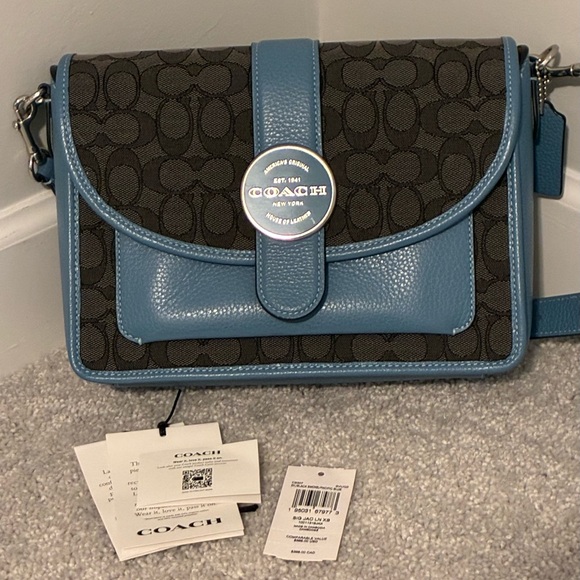 Coach Blue and Brown Crossbody Bag - Picture 2 of 4